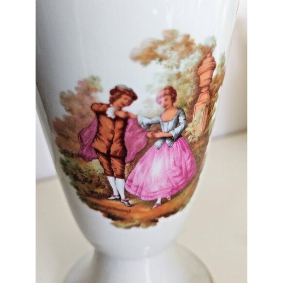 Limoges France Victorian Courting Couple Goblet/Vase 5 1/4" Tall - Picture 2 of 9